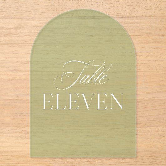 Arch Acrylic Green Wedding Table Eleven Number アクリル招待状 (正面)