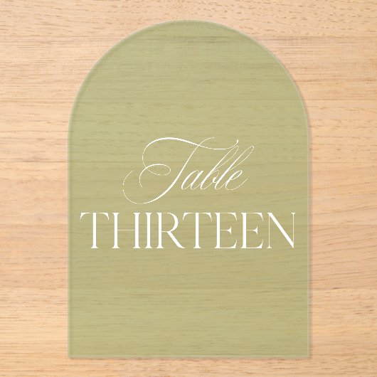 Arch Acrylic Green Wedding Table Thirteen Number アクリル招待状 (正面)