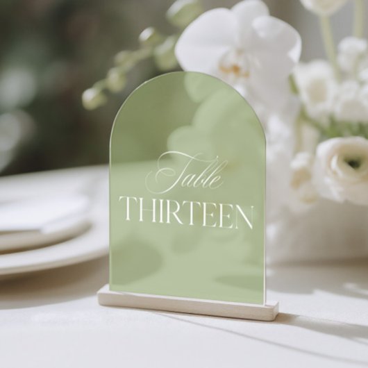 Arch Acrylic Green Wedding Table Thirteen Number アクリル招待状