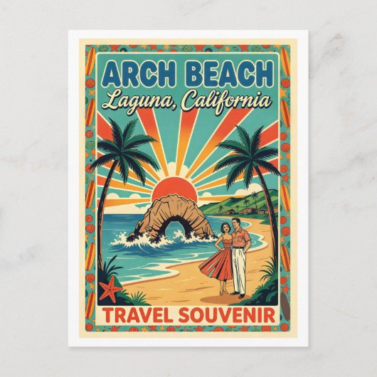 Arch Beach, Laguna CA Retro Travel ポストカード (正面)