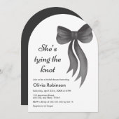 Arch Black Bow She's Tying the Knot Bridal Shower 招待状 (正面/裏面)