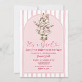 Arch Boho Cute Bunny pink bow baby shower 招待状 (正面)