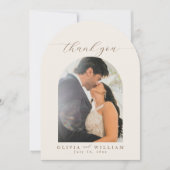 Arch Boho Minimalist Photo Wedding Thank You Card 招待状 (正面)