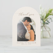 Arch Boho Minimalist Photo Wedding Thank You Card 招待状 (スタンド正面)