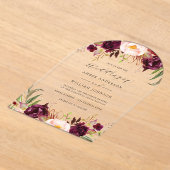 Arch Burgundy Blush Bloom Wedding   アクリル招待状 (レイダウン)