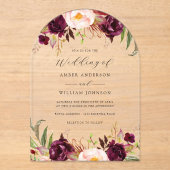 Arch Burgundy Blush Bloom Wedding   アクリル招待状 (正面)