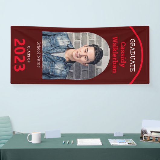 Arch Burgundy Red写真卒業 横断幕 (トレードショー)