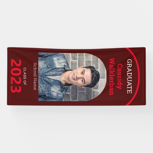 Arch Burgundy Red写真卒業 横断幕 (横)