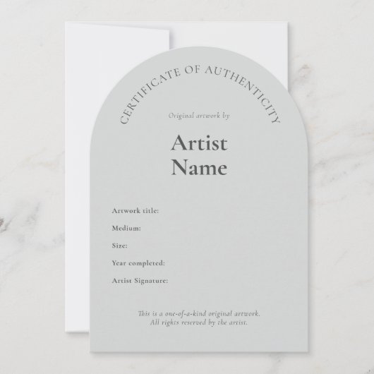 Arch Certificate of Authenticity Artテンプレート 招待状 (正面)