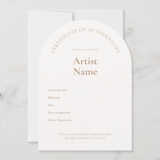 Arch Certificate of Authenticity Artテンプレート 招待状 (正面)