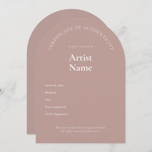 Arch Certificate of Authenticity Artテンプレート 招待状 (正面/裏面)