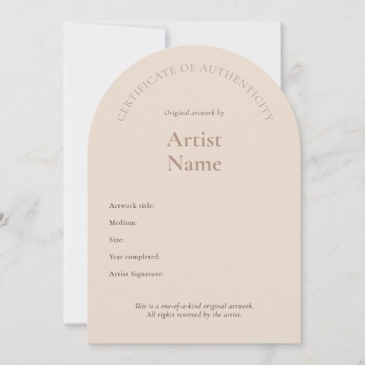 Arch Certificate of Authenticity Artテンプレート 招待状 (正面)
