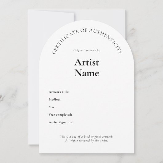 Arch Certificate of Authenticity Artテンプレート 招待状 (正面)
