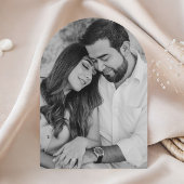 Arch Classic Photo Script Black and White Wedding 招待状