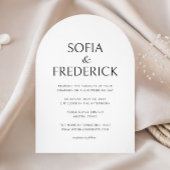 Arch Classic Photo Script Black and White Wedding 招待状