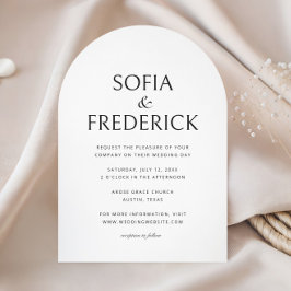 Arch Classic Photo Script Black and White Wedding 招待状