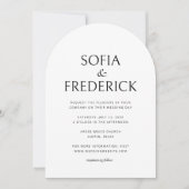 Arch Classic Photo Script Black and White Wedding 招待状 (正面)