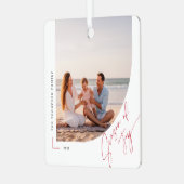Arch Double Sided Family Beach Photo Christmas メタルオーナメント (正面左)