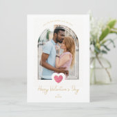 Arch Effect Pink Heart Happy Valentine's Day Photo カード (スタンド正面)