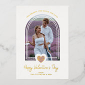 Arch Effect Purple Heart Happy Valentine's Day 箔招待状 (正面)