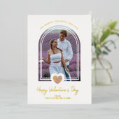 Arch Effect Purple Heart Happy Valentine's Day 箔招待状 (立ち正面)