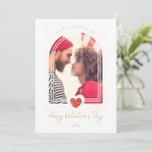 Arch Effect Red Heart Happy Valentine's Day Photo カード (スタンド正面)