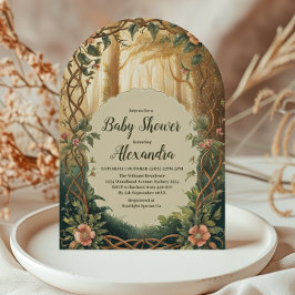 Arch Enchanted Forest  Baby Shower 招待状