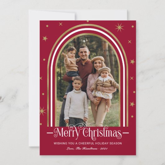 Arch Frameクリスマスファミリー写真 シーズンカード (正面)