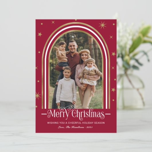 Arch Frameクリスマスファミリー写真 シーズンカード (スタンド正面)