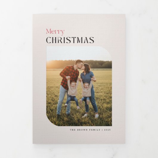 Arch Frame Family Multi Photo Merry Christmas 三つ折り招待状 (カバー)