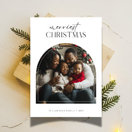 Arch Frame Script メリー Christmas Kids写真 シーズンカード