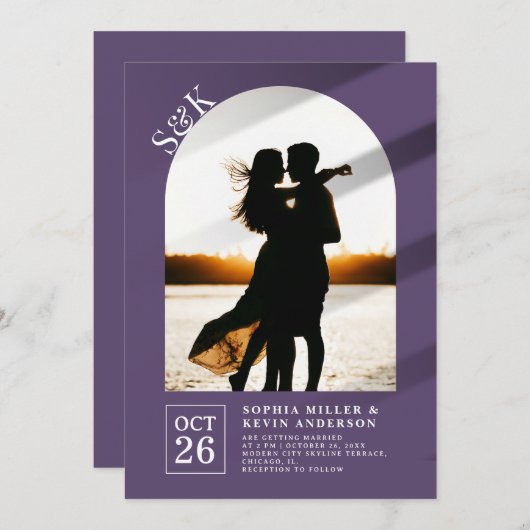 Arch Iモダン Photo I Mulled Wine I結婚's 招待状 (正面/裏面)