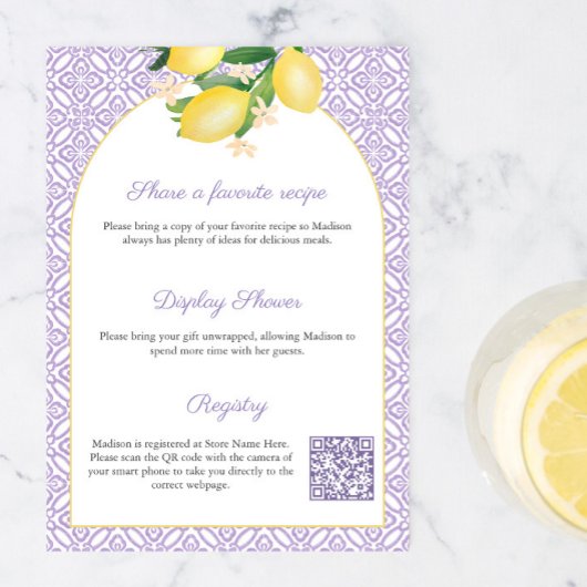Arch Lemons Lilac Main Squeeze Bridal Shower Party 招待状