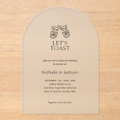 Arch Minimalist Champagne Couple Shower Bridal アクリル招待状 (正面)