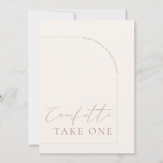 Arch Modern Calligraphy Confetti Wedding Sign 招待状 (正面)