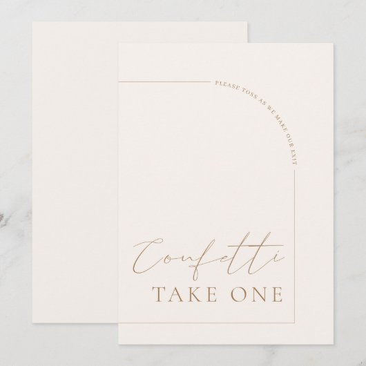 Arch Modern Calligraphy Confetti Wedding Sign 招待状 (正面/裏面)