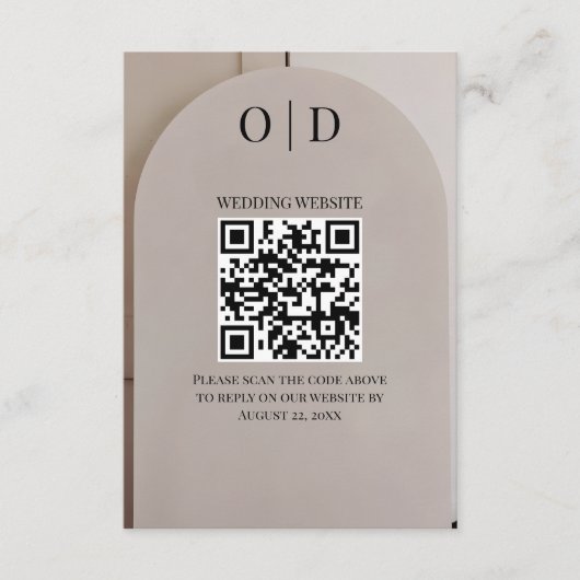 Arch Neutral Luxe Wedding QR Code エンクロージャーカード (正面)