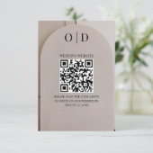 Arch Neutral Luxe Wedding QR Code エンクロージャーカード (スタンド正面)