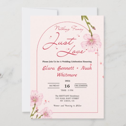  Arch Nothing Fancy Just Love Wedding 招待状 (正面)