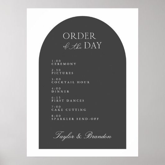 Arch Order of Day結婚'sイベント時間歓迎サイン ポスター (正面)