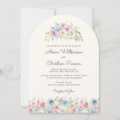 arch Pastel Floral Wreath Wedding Invitation 招待状 (正面)