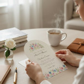 arch Pastel Floral Wreath Wedding Invitation 招待状