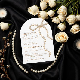 Arch Pearl Bow She's Tying the Knot Bridal Shower 招待状