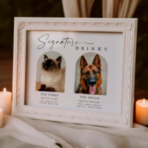 Arch Pet Photo Signature Drinks Wedding Bar Sign ポスター