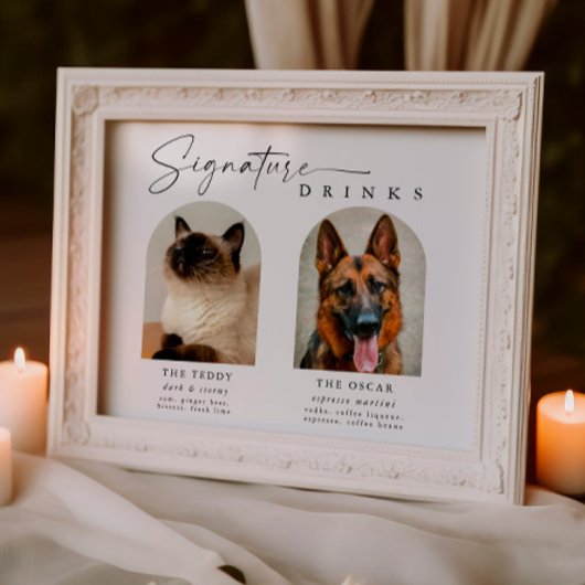 Arch Pet Photo Signature Drinks Wedding Bar Sign ポスター