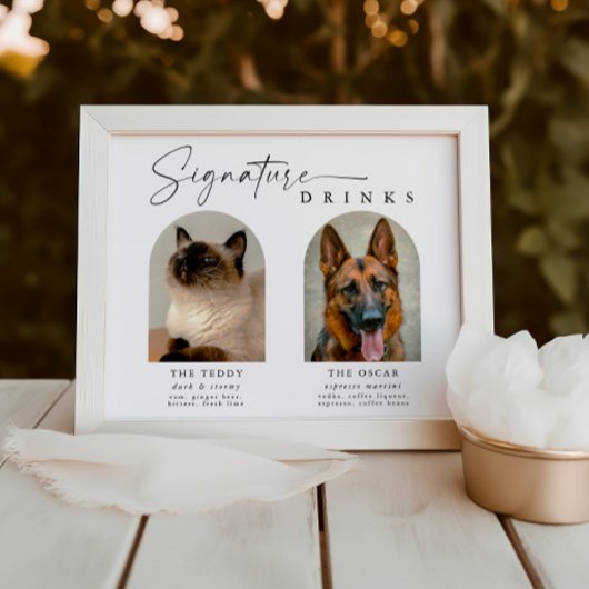 Arch Pet Photo Signature Drinks Wedding Bar Sign ポスター