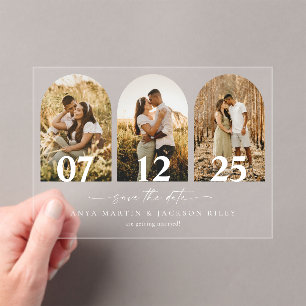 Arch Photo日付のカード結婚を保存 アクリル招待状