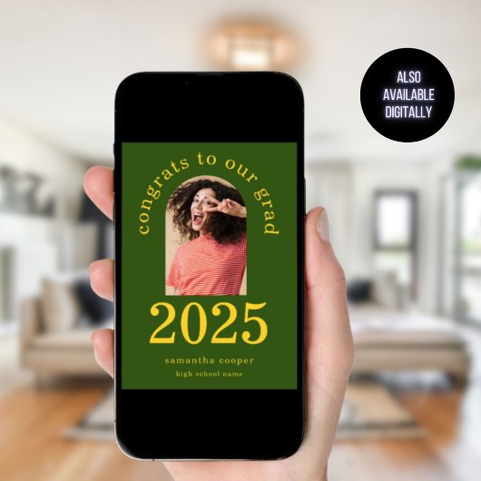 Arch Photo 2025 Grad Green Yellow卒業 案内状