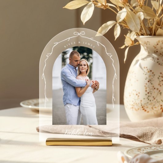 Arch Photo Chic Bow & Ribbon結婚のテーブル番号 アクリル招待状