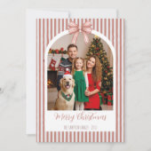Arch Photo Christmas Card with Red Stripes & Bow シーズンカード (正面)